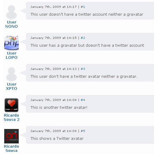 Twitter Avatars trong Comment WordPress