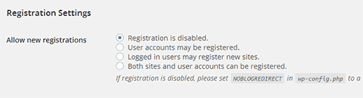 cài đặt đăng ký trên nhiều trang mạng WordPress